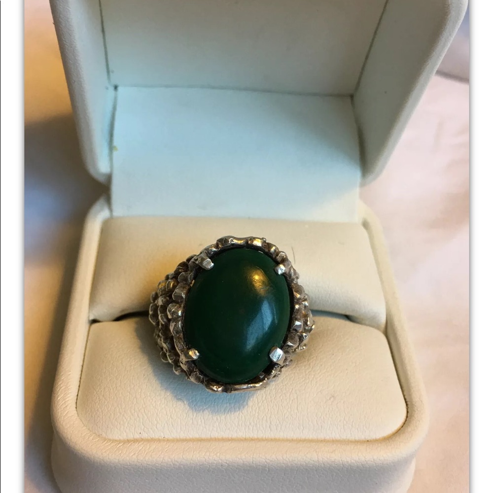 Statement Sterling Silver Ring Nugget Malachite